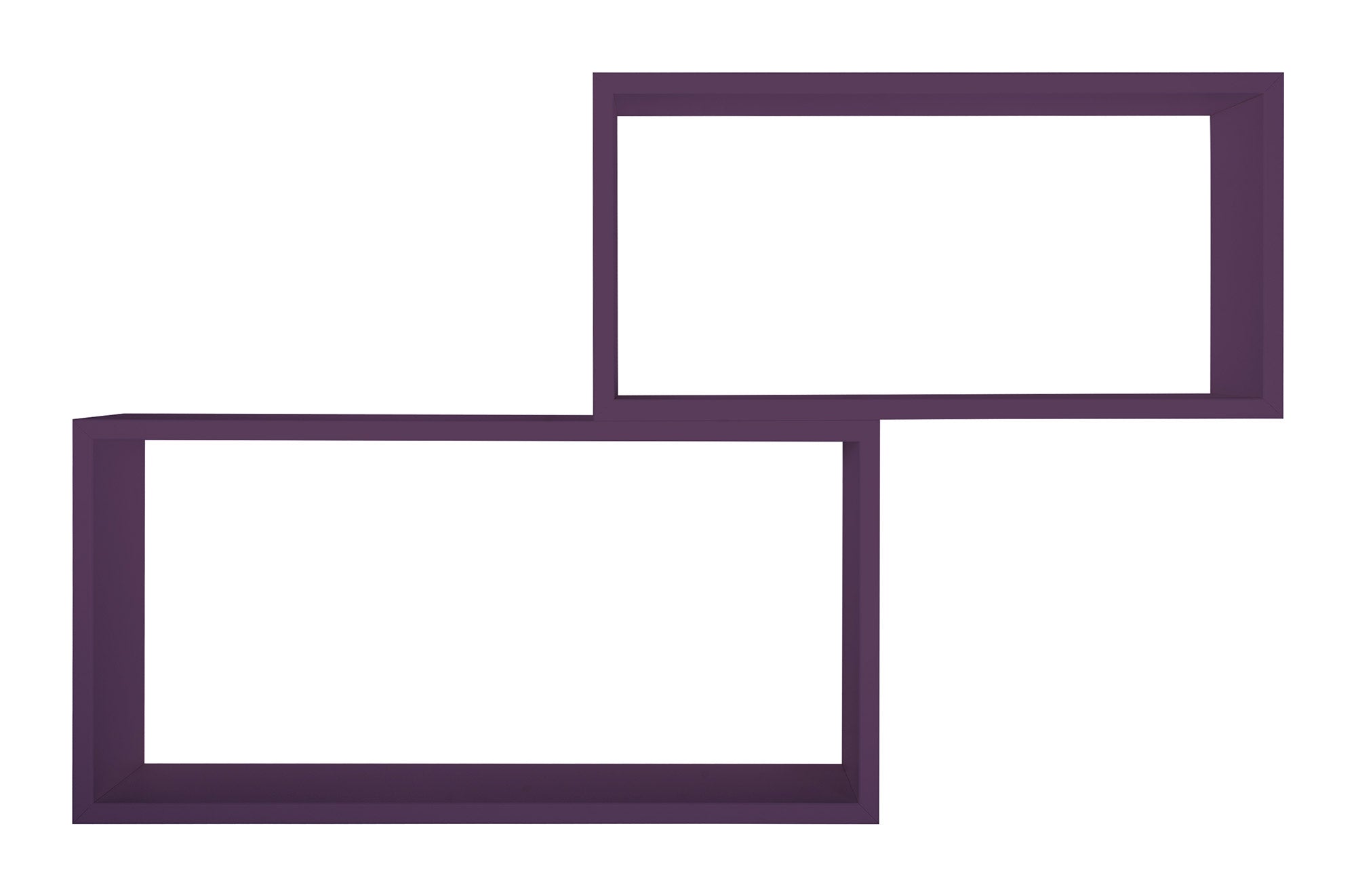 Set 2 Mensole Cubo da Parete Rettangolare in Fibra di Legno Bislugno  Viola Melanzana