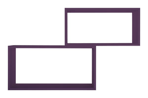 Set 2 Mensole Cubo da Parete Rettangolare in Fibra di Legno Bislugno  Viola Melanzana