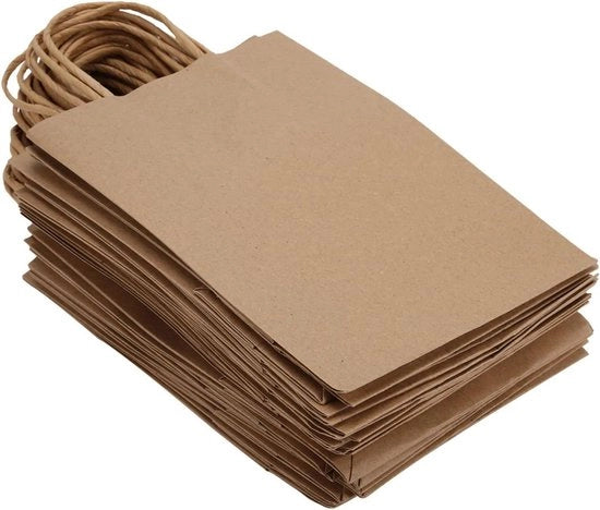 25 pezzi di sacchetti di carta kraft con maniglie - confezioni di regalo gialle - negozio, imballo, matrimonio, retail, festa di compleanno - 63 x 315 x 85 pollici.