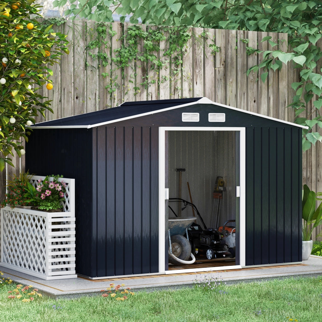 CASA DA GIARDINO 277x195x192 cm Acciaio Grigio antracite con 2 porte scorrevoli