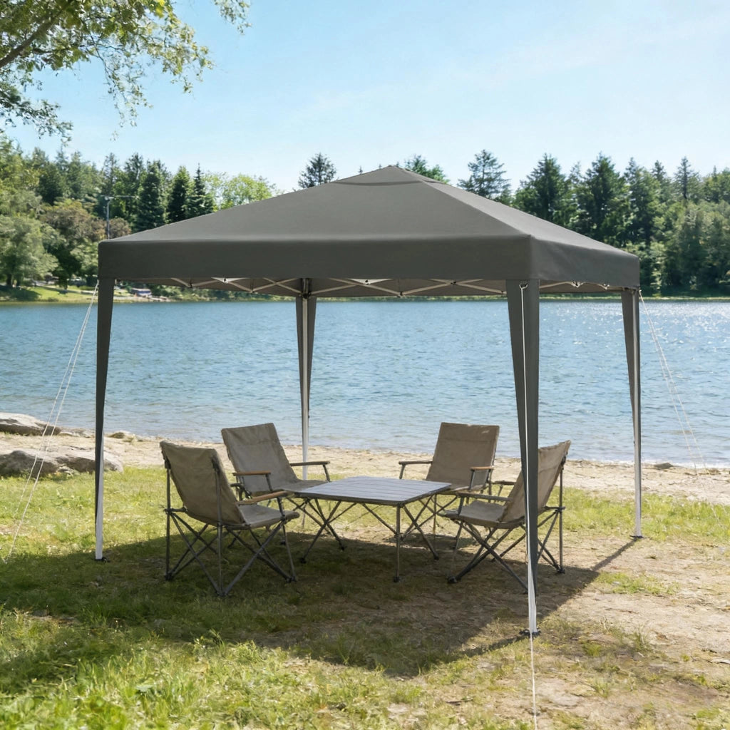 GAZEBO pieghevole 3x3 m regolabile Metallo e Oxford Grigio Scuro