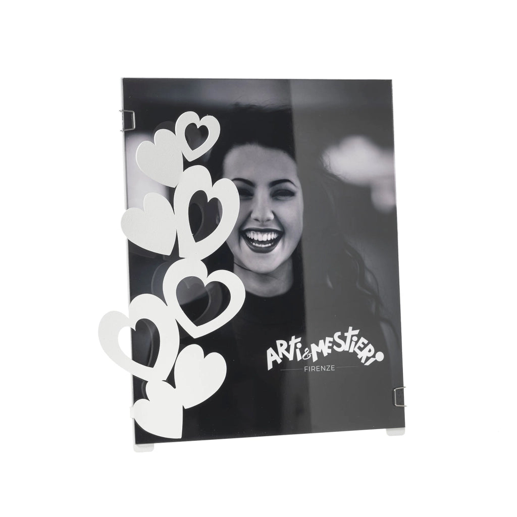 Portafoto di design "Cuori" piccolo Bianco