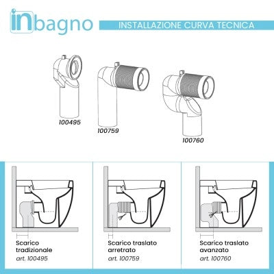 Wc filomuro con brida e scarico traslato a parete o a pavimento Flan