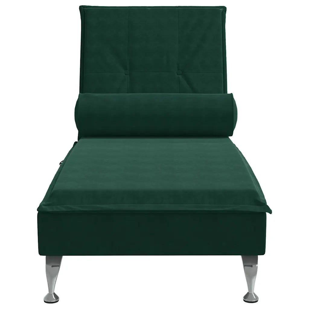 Chaise Longue Massaggi con Capezzale Verde Scuro in Velluto 379452
