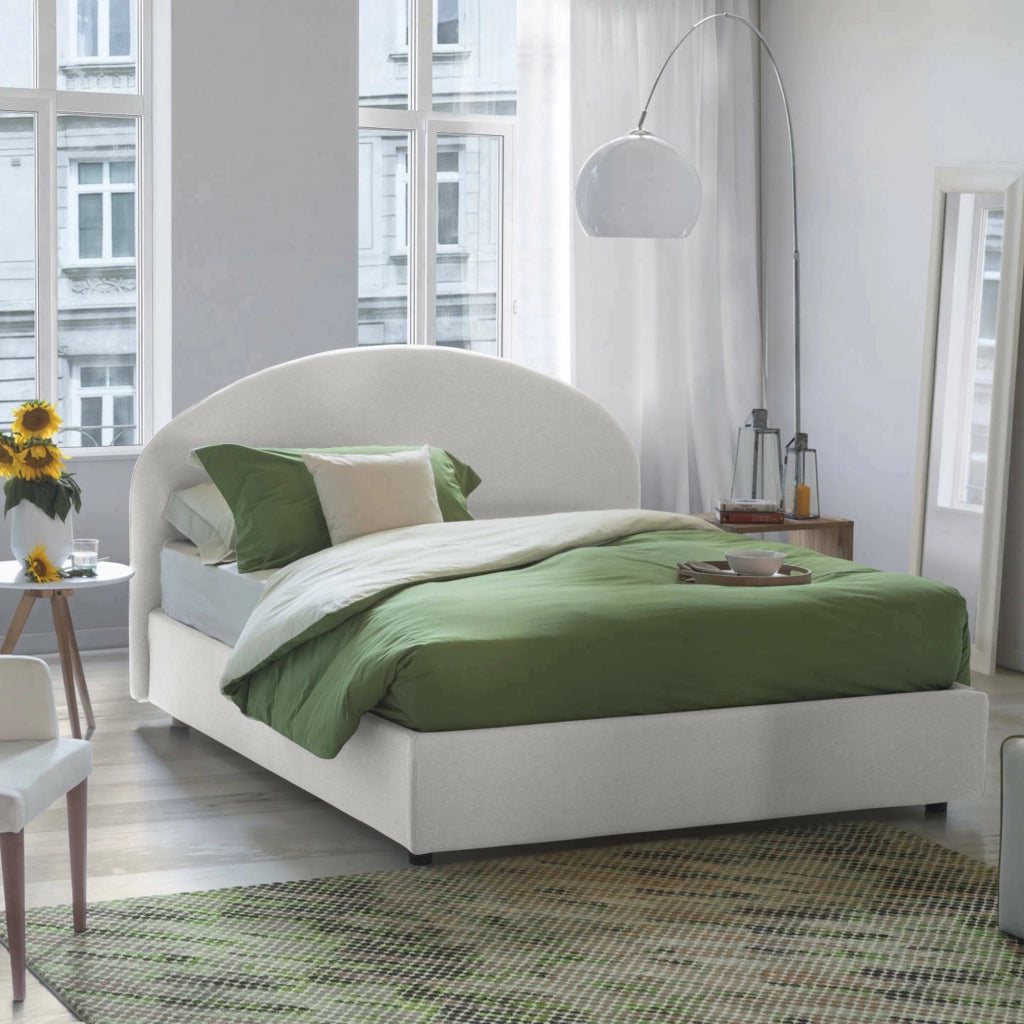 Letto Matrimoniale Melanite, Letto Matrimoniale Materasso Incluso Made in Italy, Bianco