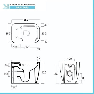 Sanitari filomuro rimless Simas Henges con sedile soft close incluso