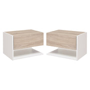 Comodini Sospesi a Parete con Cassetto e Mensola ¨C zephmum ¨C Bianco Rovere 60x40x