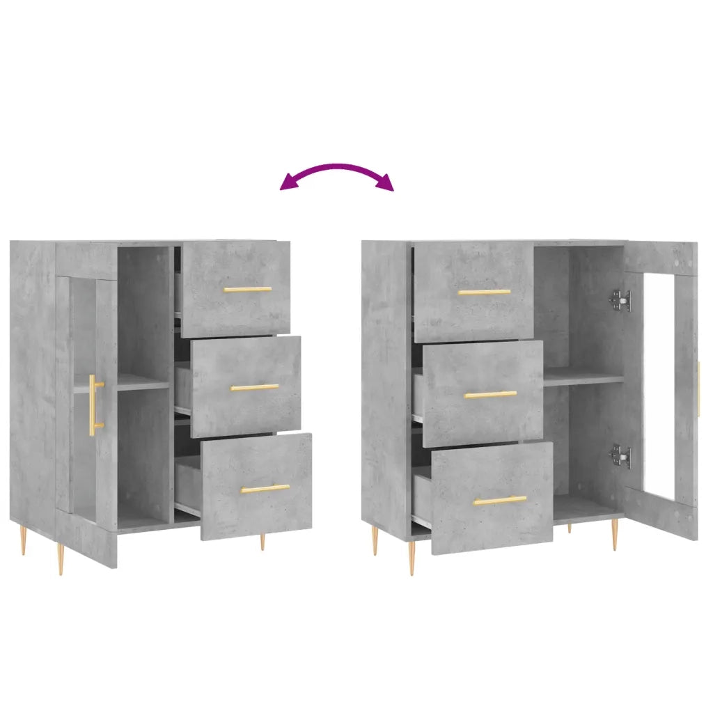 Credenza Grigio Cemento 69,5x34x90 cm in Legno Multistrato