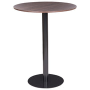 Tavolino da bistrot in MDF marrone scuro e nero, piano rotondo e base in metallo, 80 x 80 cm, cucina moderna