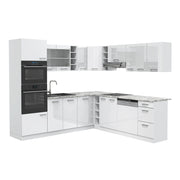 Cucina angolare completa R-Line Bianco lucido/Bianco 247 x 237 cm senza piano di lavoro Vicco