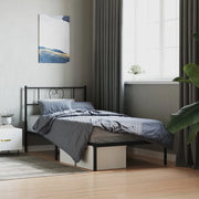 Giroletto con Testiera-Struttura Letto con testiera in Metallo Nero 90x190 cm 113453
