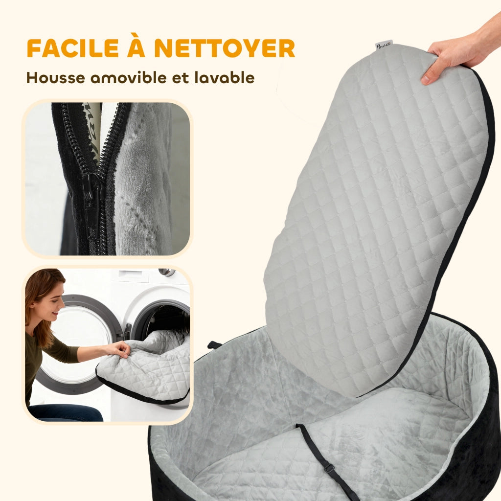 Seggiolino auto per cani con cintura di sicurezza ¨C Xylo ¨C imbottito 77x43x28 cm nero