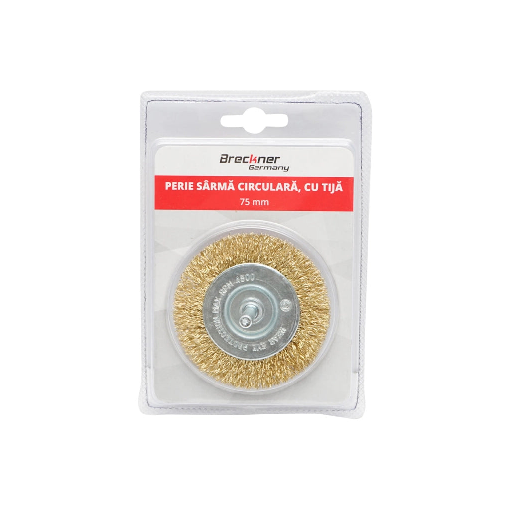 Spazzola circolare in filo metallico con attacco M14, 75 mm, 4500 giri/min, Breckner Germany