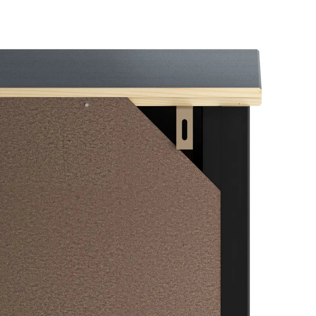 Set Mobili da Bagno 3 pz BERG Nero in Legno Massello di Pino
