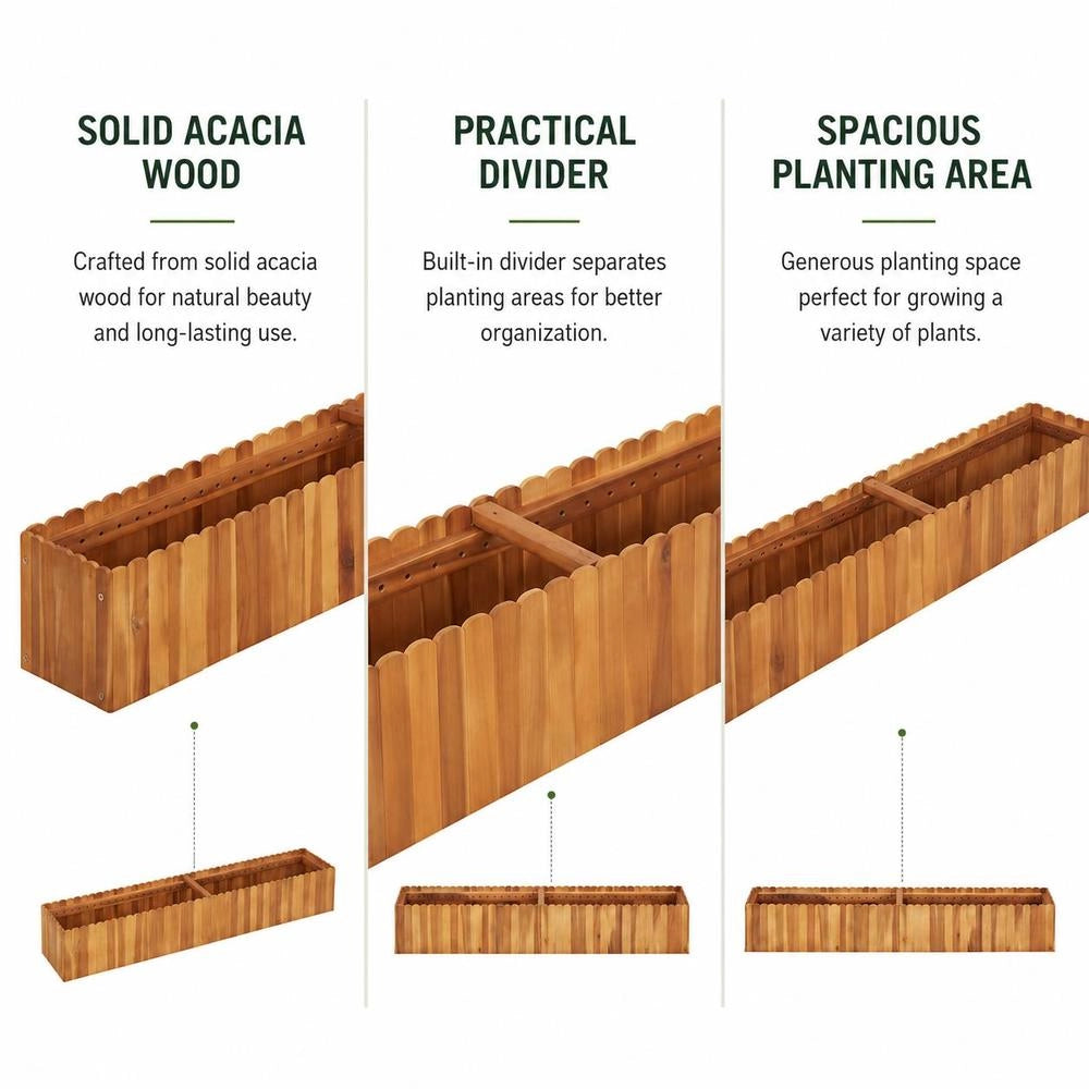 Garden Raised Bed 150x30x25 Cm Solid Acacia Wood