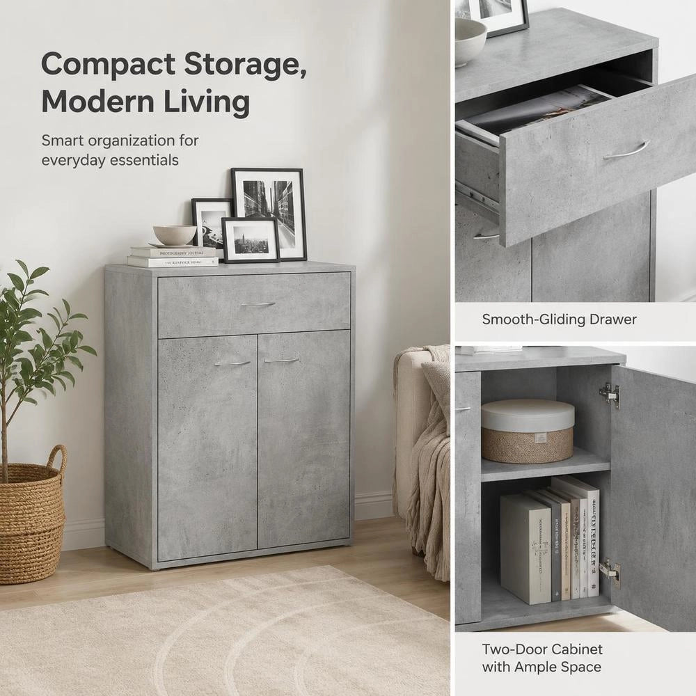 Sideboard Concrete Grey 60x30x75 Cm Wood Material