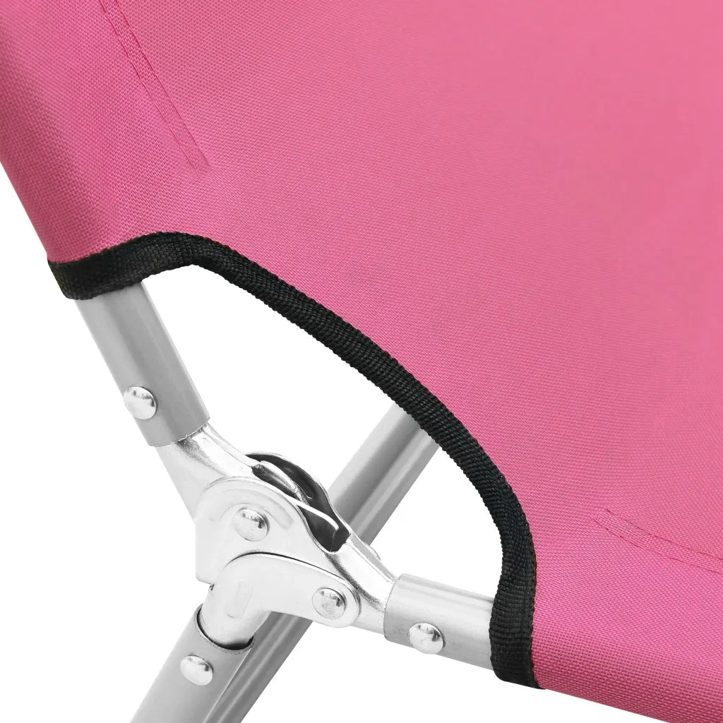 Lettino Prendisole Pieghevole in Acciaio e Tessuto Rosa cod mxl 23800