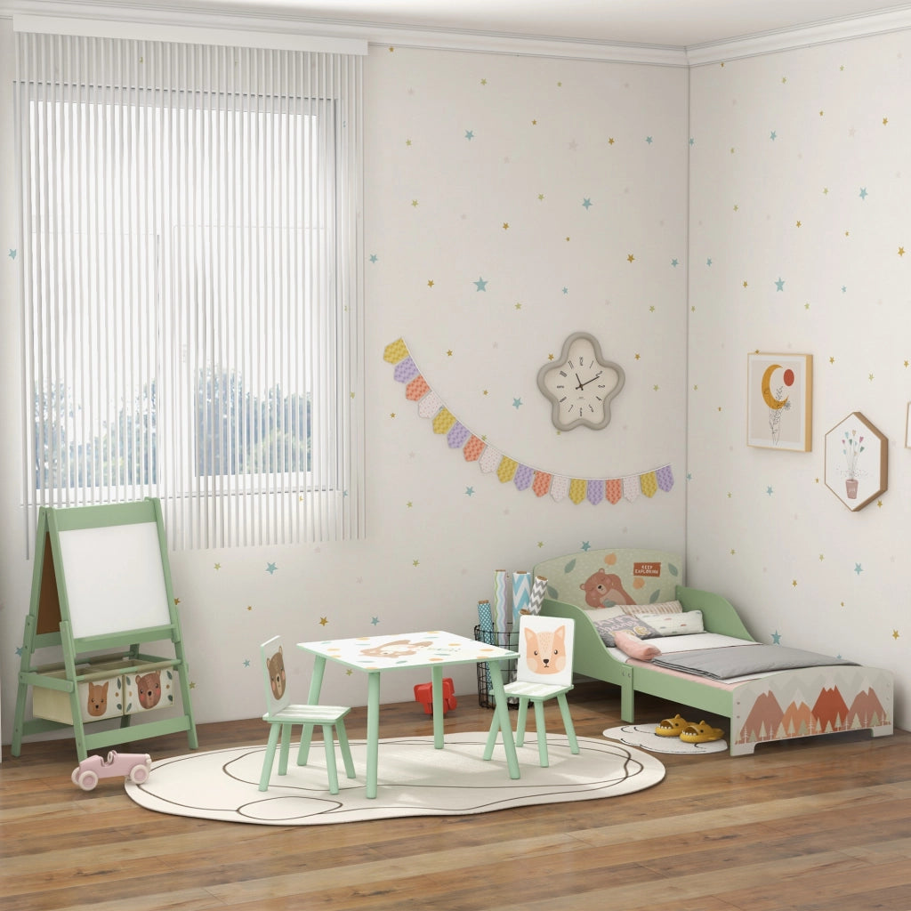 Letto per bambini con barriere di sicurezza ¨C zephmum ¨C 77x143x60 cm verde con rete a doghe