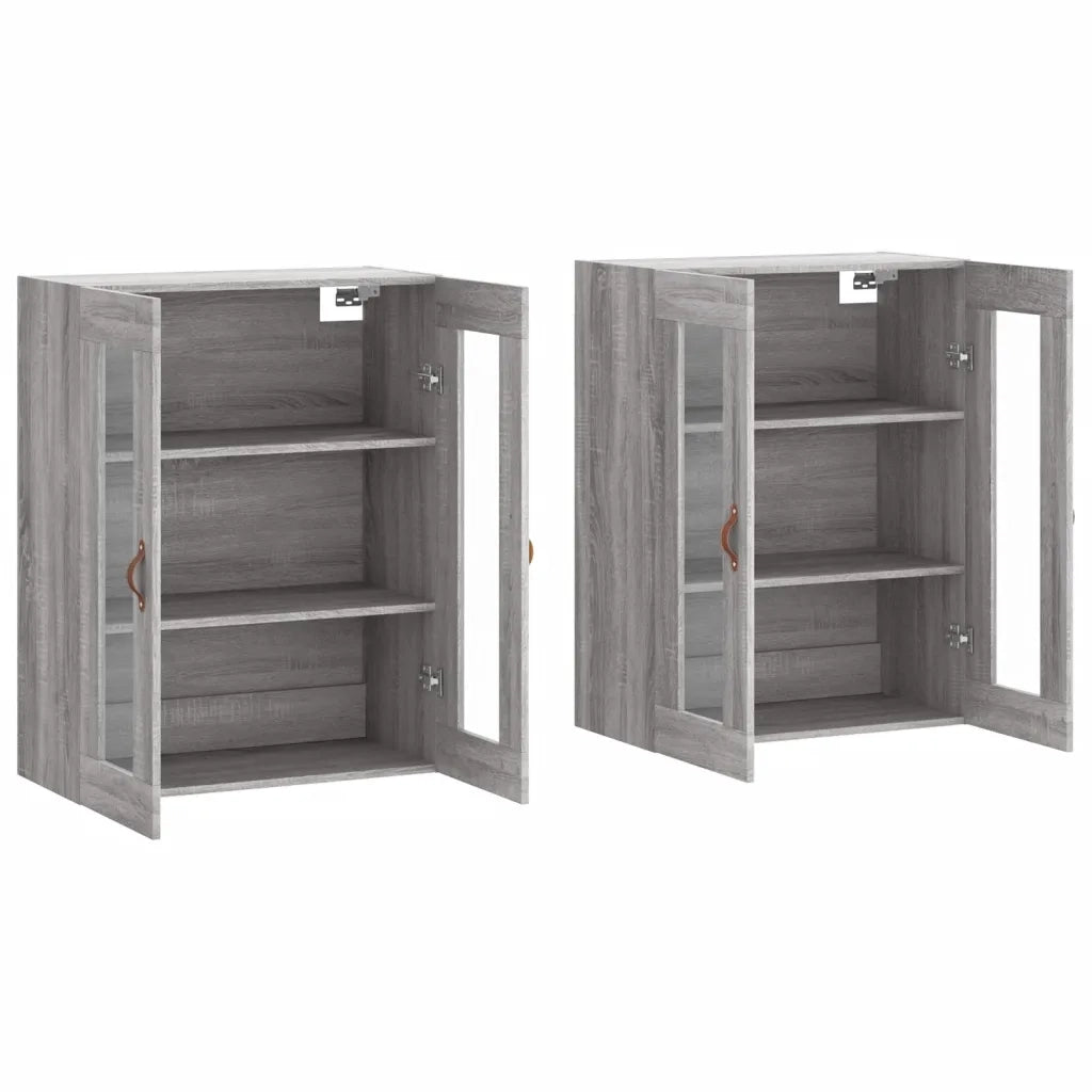 Set di 2 armadietti da parete pratici e decorativi portaoggetti 69,5 x 34 x 90 cm in legno ingegnerizzato grigio 02_0055414