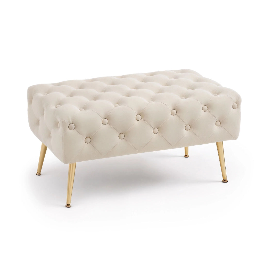 Panca imbottita in velluto trapuntato 80 cm MADRID Beige