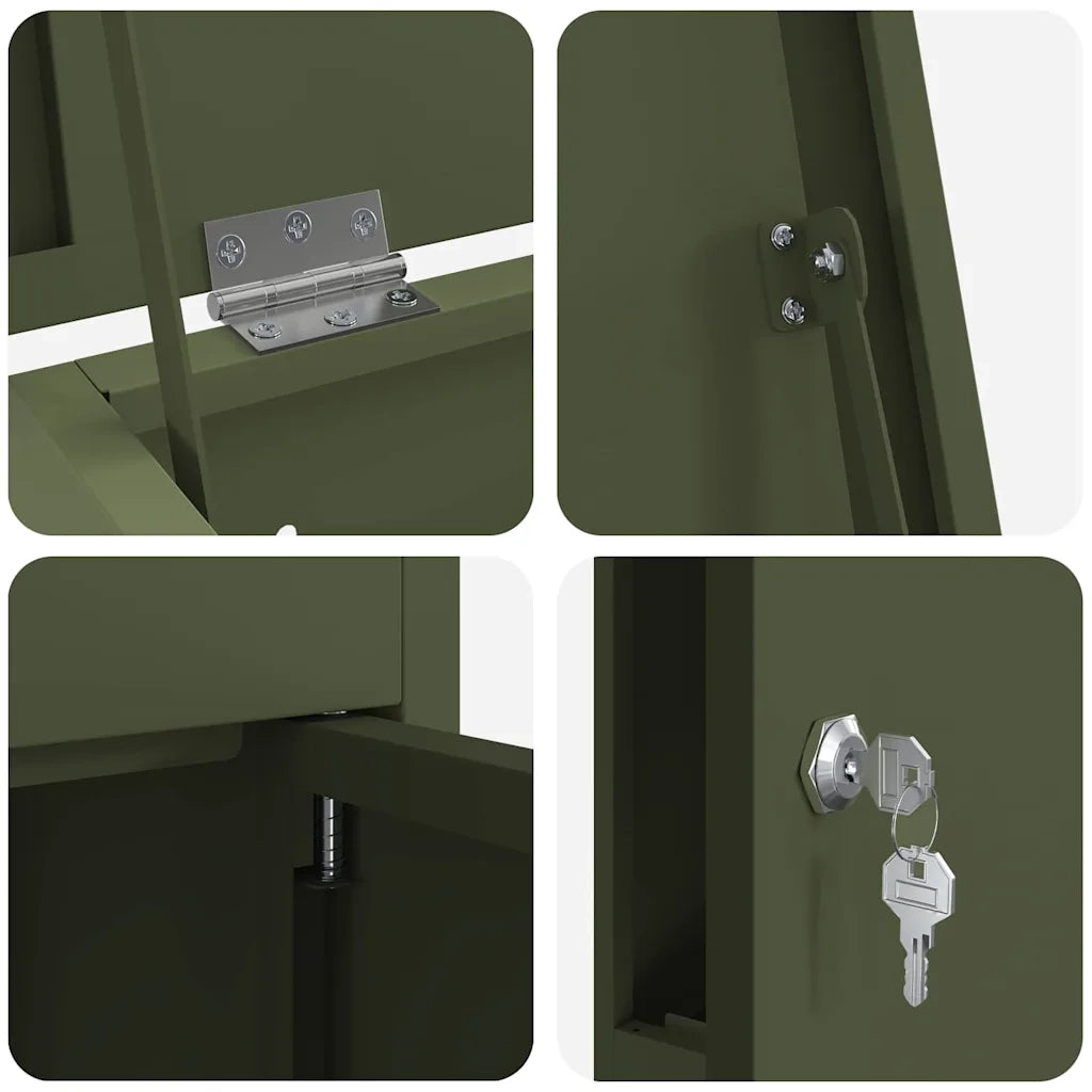 vidaXL Cassetta per pacchi Oliver verde 44.5 x 29 x 110.5 cm Acciaio
