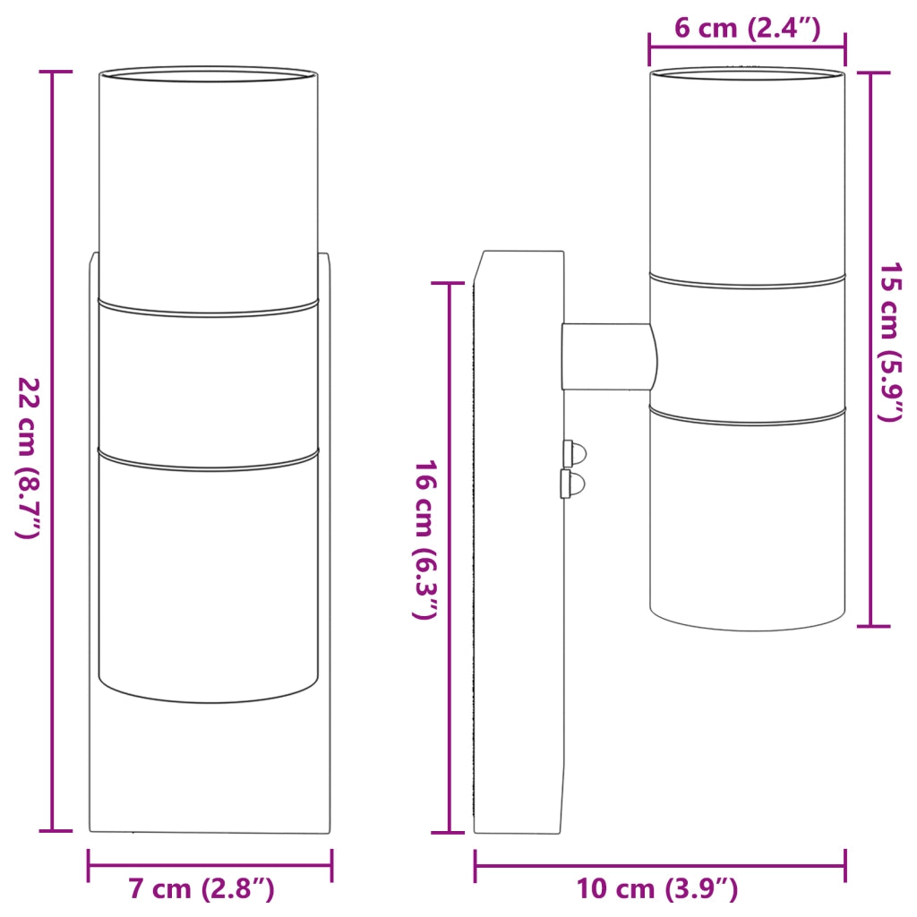Lampada da Parete da Esterno Acciaio Inossidabile IP44