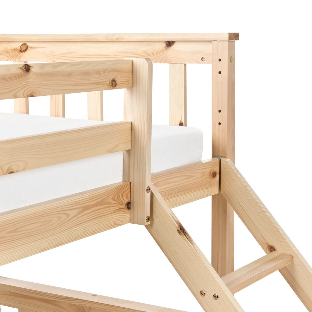 Letto a castello per bambini marrone chiaro struttura in legno 90/140 x 200 cm cameretta