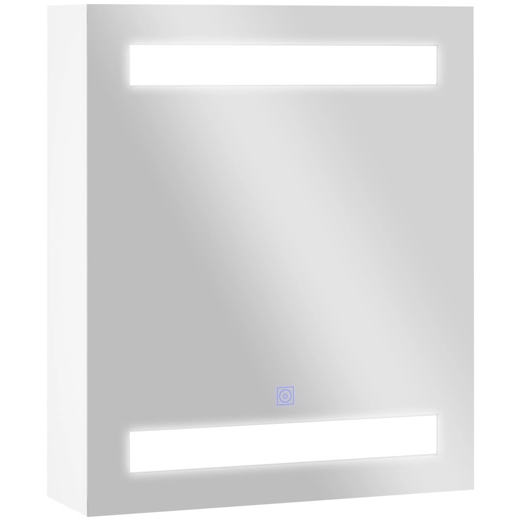 Armadietto Pensile da Bagno con Anta, Specchio e LED ¨C zephmum ¨C Bianco 60x50x15cm