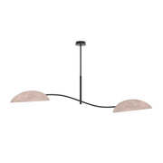 Lampada a sospensione Lotus con paralumi a foglia in velluto grigio