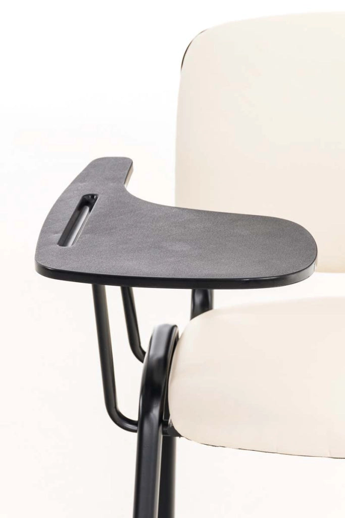 Sedia Ken in similpelle con tavolino ribaltabile crema