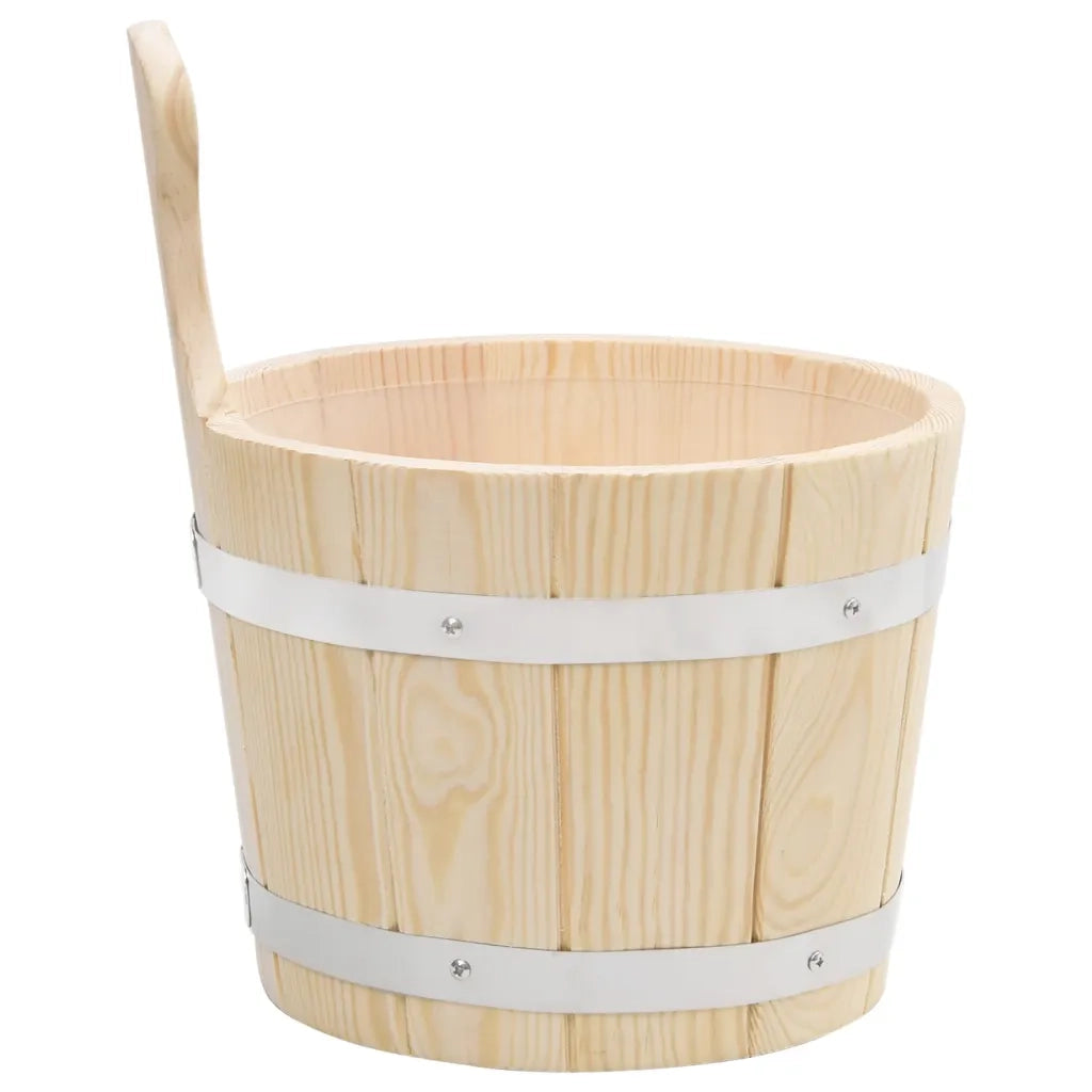 Set Secchiello e Mestolo da Sauna in Legno Massello di Pino 51692