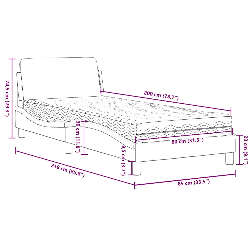 Letto con Materasso Blu 80x200 cm in Velluto