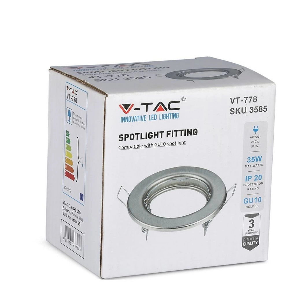 GU10 Round Spotlight Fitting Satin 2 PC/scatola