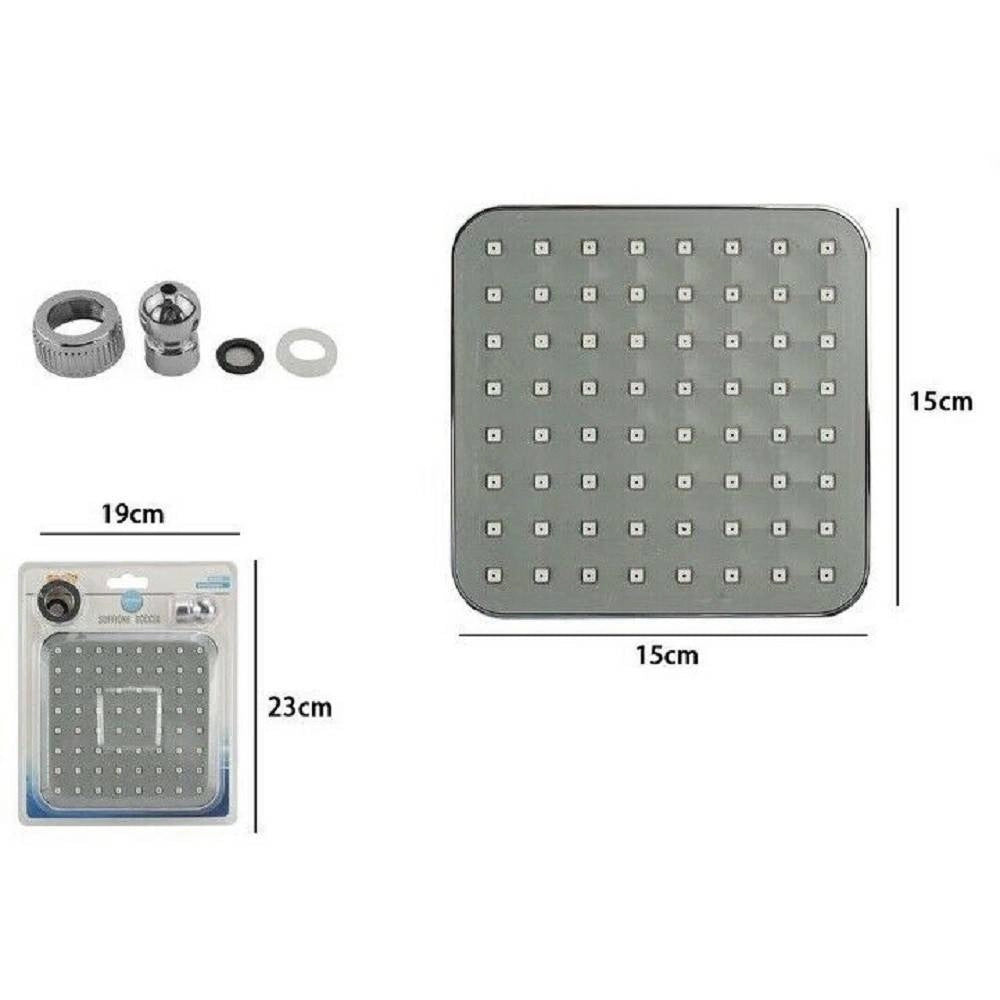Trade Shop - Soffione Doccia Ugelli Fori Bagno Miscelatore Ad Alta Pressione 59161 Quadrato -