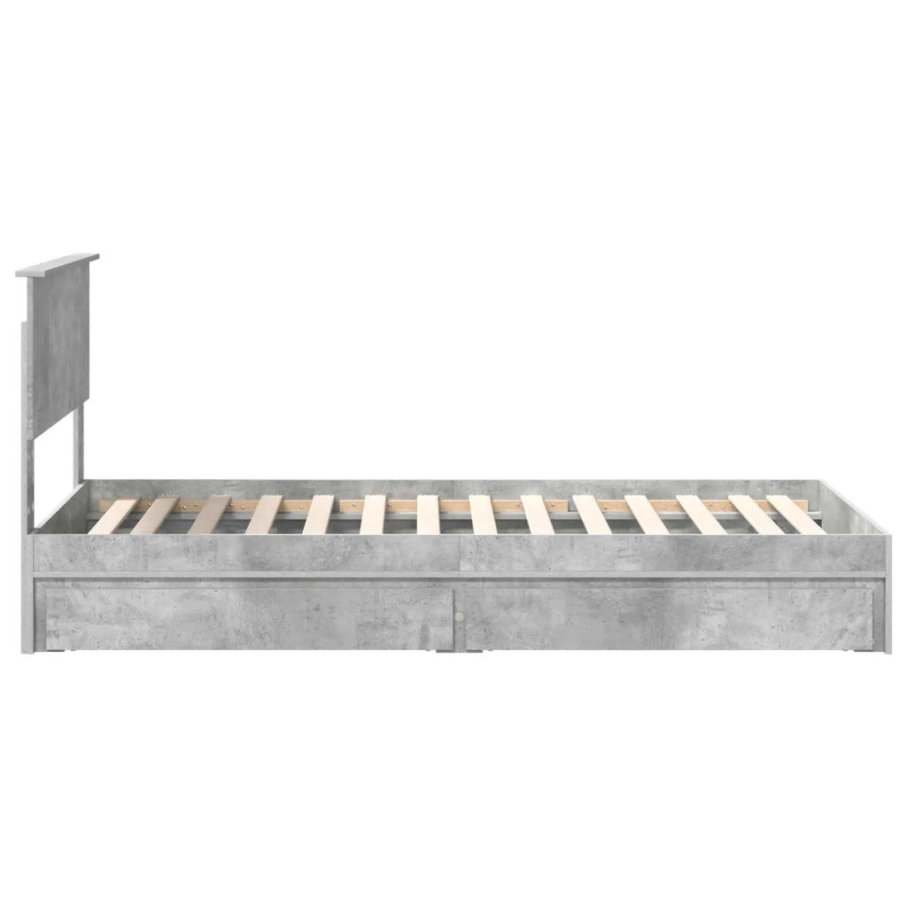 Letto con Contenitore con testiera Grigio cemento 90 x 190 cm 3410843