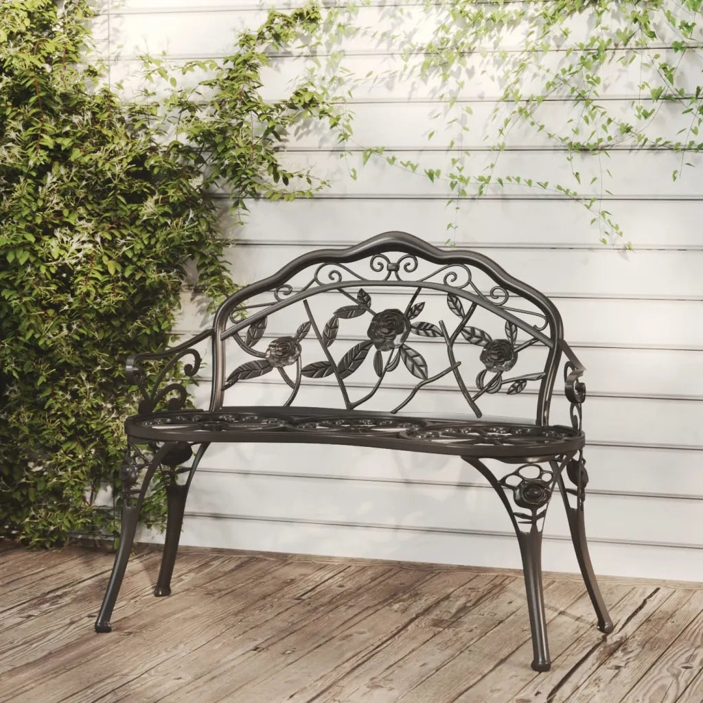 Panchina da Giardino 100 cm in Alluminio Pressofuso Nero 317740