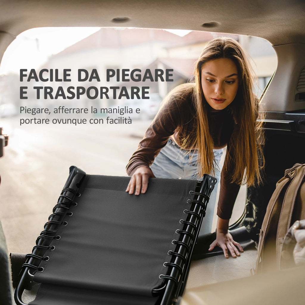 Sdraio da Giardino Pieghevole con Schienale Reclinabile su 5 Posizioni e Cuscino. 185x58x30cm. Nero