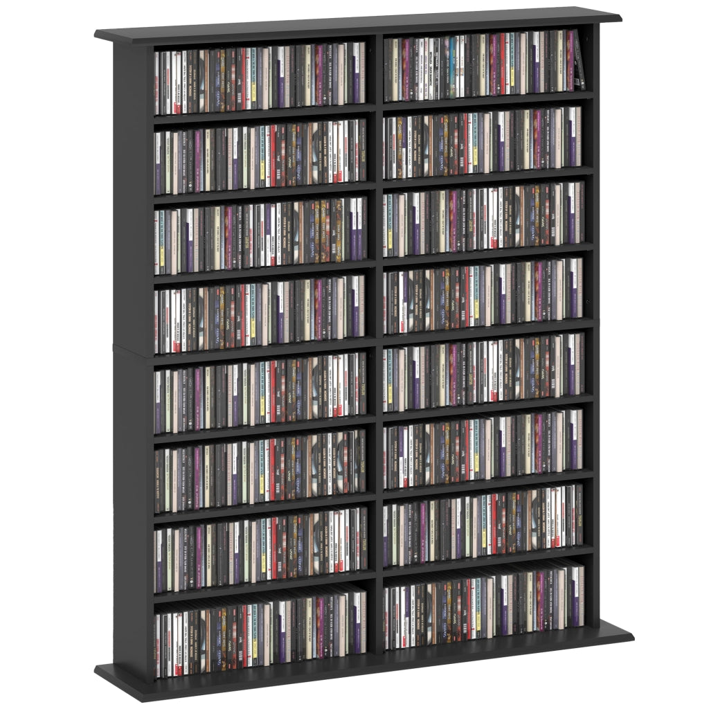 Libreria porta CD a 16 ripiani in legno ¨C zephmum ¨C 106.5x24x126.3 cm, nero