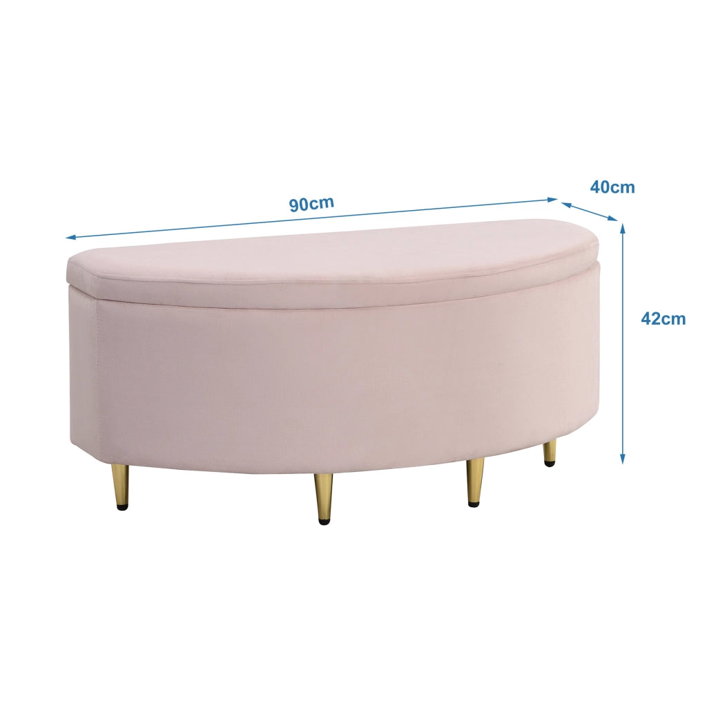 Panca contenitore in velluto 90 x 40 x 42 cm Rosa