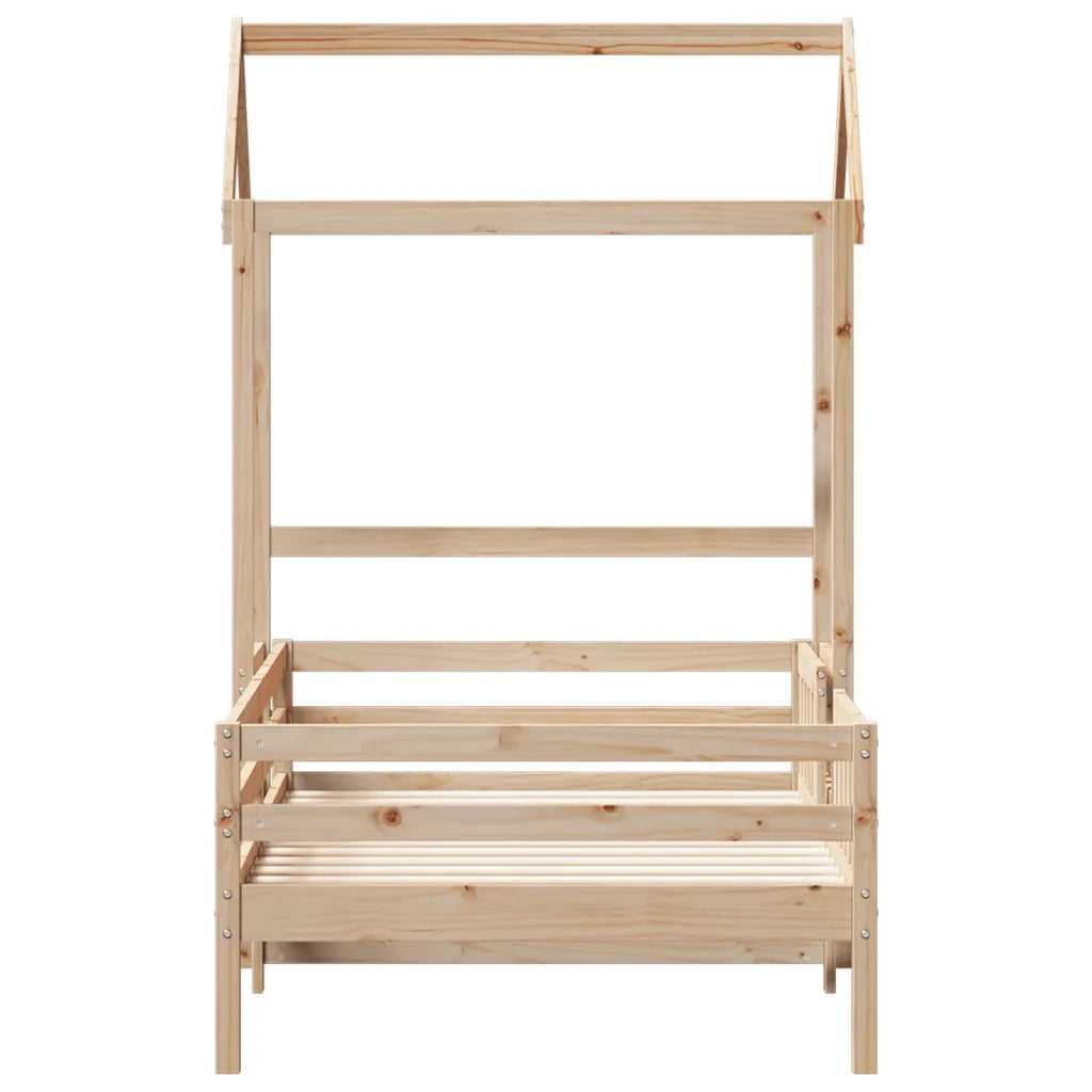 Giroletto con Tetto-Struttura Letto 75x190 cm in Legno Massello di Pino