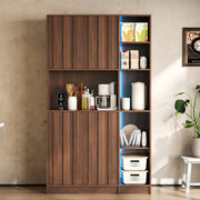 ARMADIO DA CUCINA 105x40x180 cm in MDF Noce con LED RGB e prese