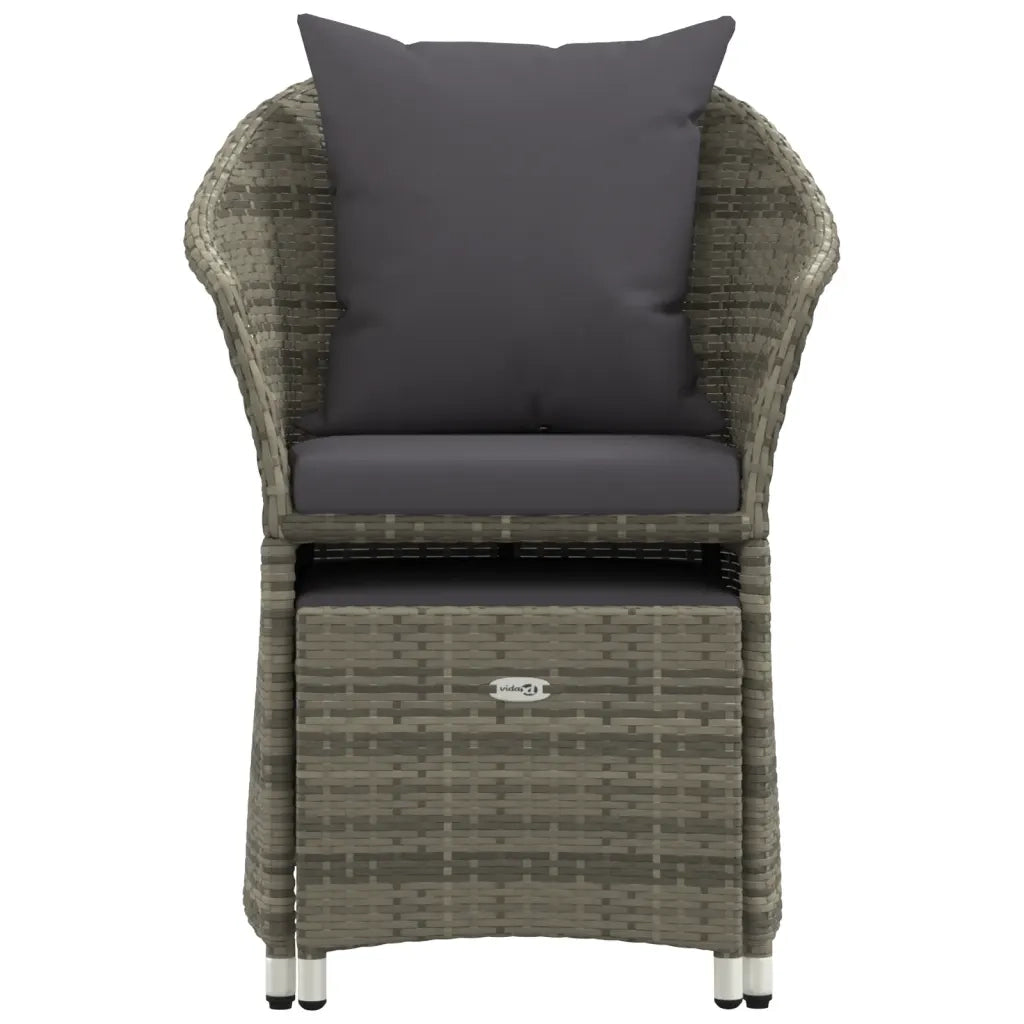Set di Divani da Giardino 2 pz | Set Salotto da Giardino con Cuscini in Polyrattan Grigio