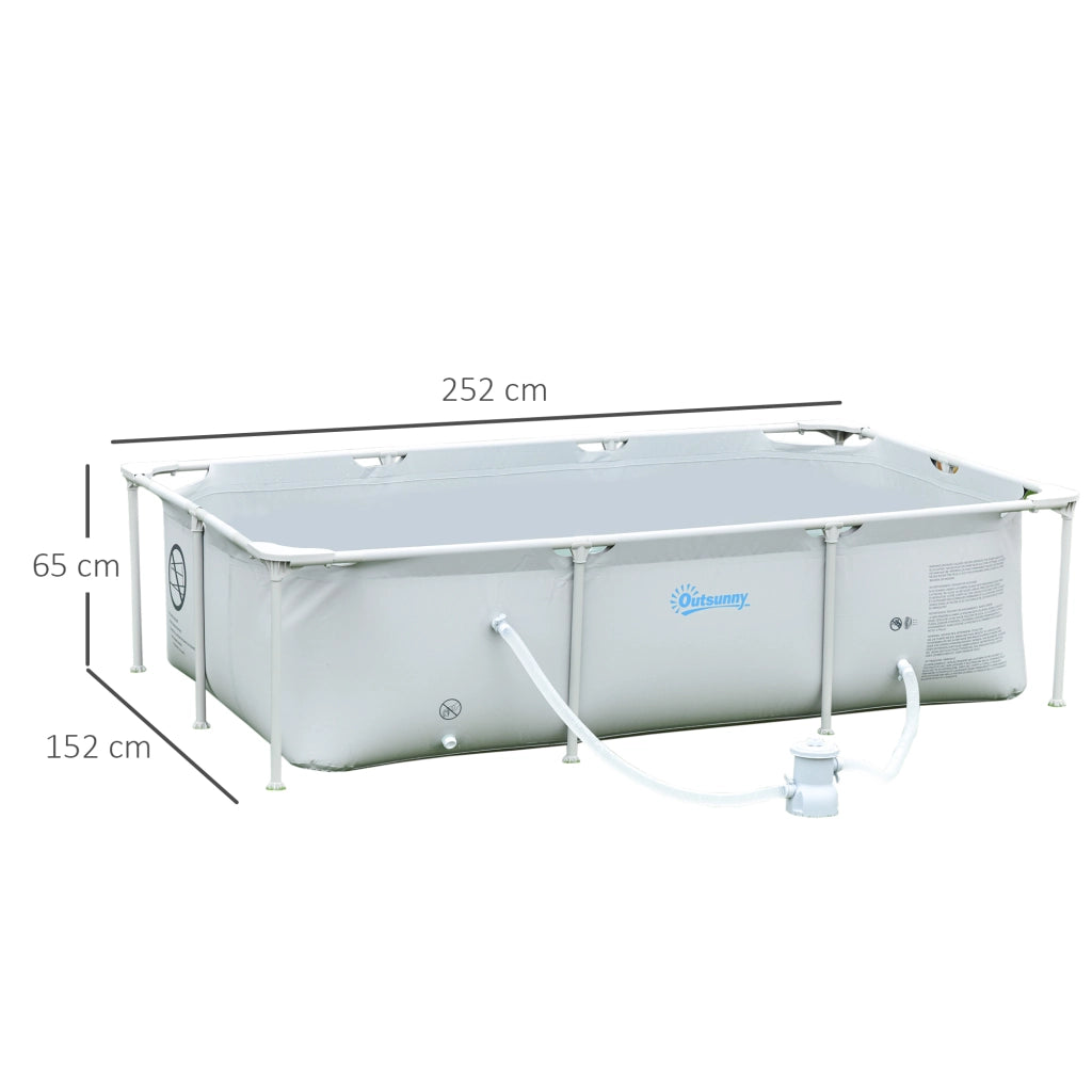Piscina Fuori Terra Rettangolare Rigida ¨C zephmum ¨C Grigio Acciaio PVC 252x152x65cm
