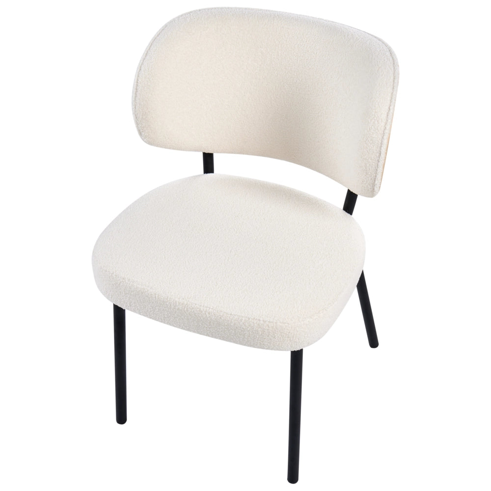Set di 2 sedie da pranzo in ecopelle bianco sporco con gambe in ferro nero, senza braccioli con coprigambe design moderno minimalista sala da pranzo