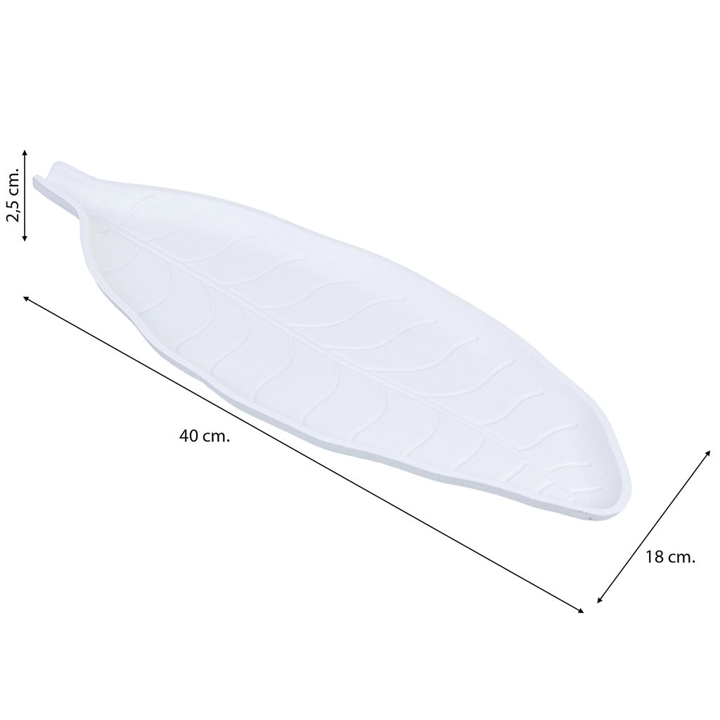 Vassoio decorativo in legno bianco, 40x18x2,5h cm