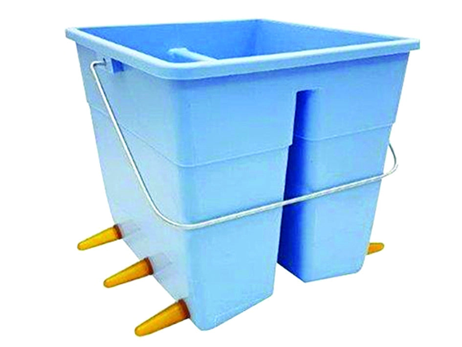 SECCHIO POPPATOIO OVINI CON 6 TETTARELLE E 6 VALVOLE ALLUMINIO  lt.11 colore azzurro