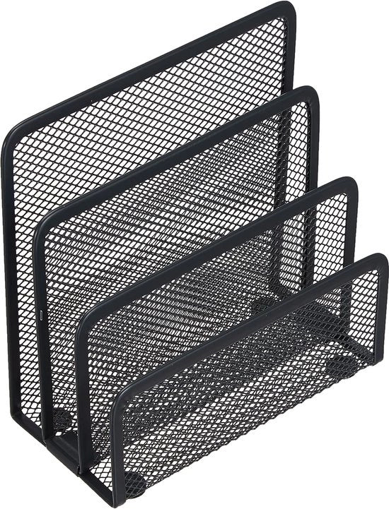 Organizzatore per scrivania, sortitore per piccoli documenti, organizzatore per scrivania in metallo con 3 compartimenti verticali (17,5 x 8,2 x 13 cm)