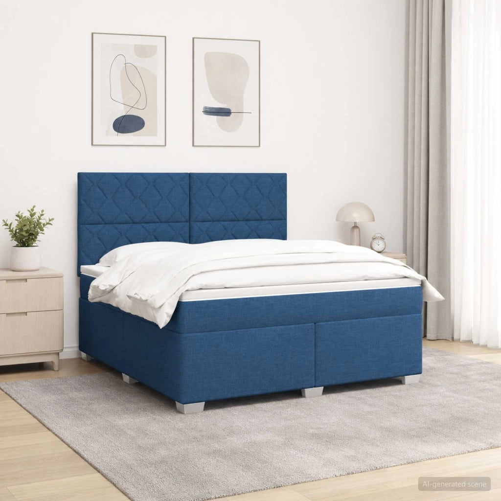 Letto box spring con materasso Blu 160 x 200 cm Tessuto 3454921