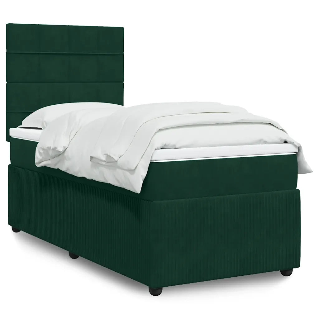 Giroletto a Molle con Materasso Verde Scuro 100x200 cm Velluto