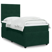 Giroletto a Molle con Materasso Verde Scuro 100x200 cm Velluto